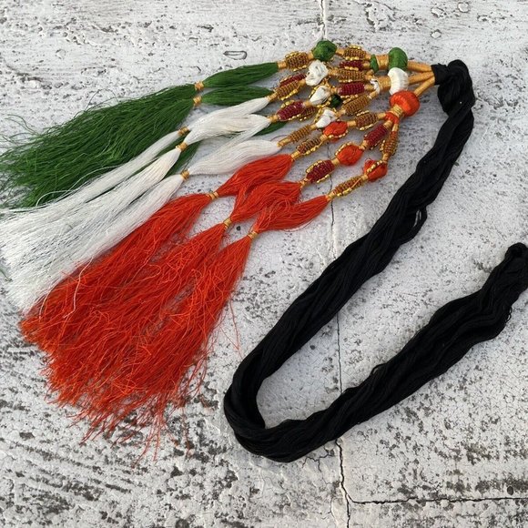Indian Flag Color Hair Paranda Taranga Tri Color Hair Braided Prandi - Picture 1 of 10